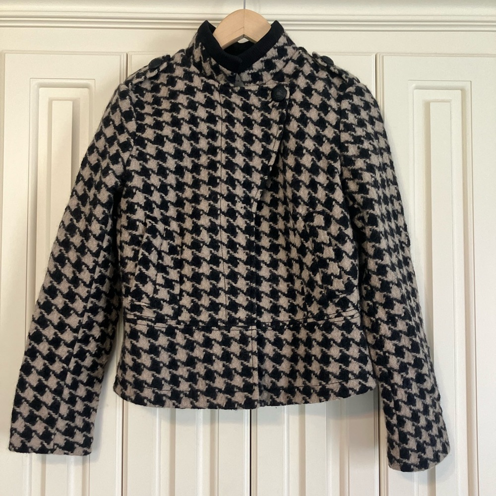 Banana Republic 100% Wool Tweed Made of Italian Fabric Bomber Jacket Lined Small